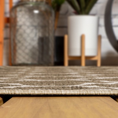 Trebol Moroccan Trellis Brown Beige 9' x 12' Indoor Outdoor Area Rug