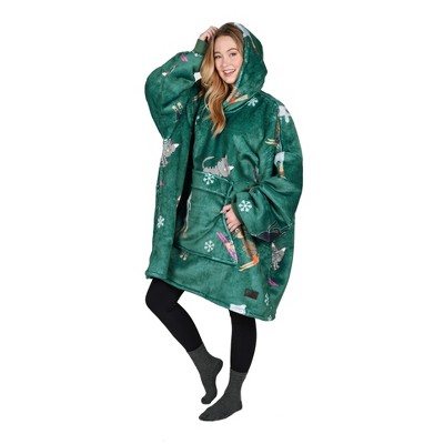 Catalonia Women's Oversized Flannel Blanket Hoodie, Cozy Warm Wearable Plush Fleece Pullover, Soft Lounge Sweatshirt for Home, Outdoor Comfort, Gift