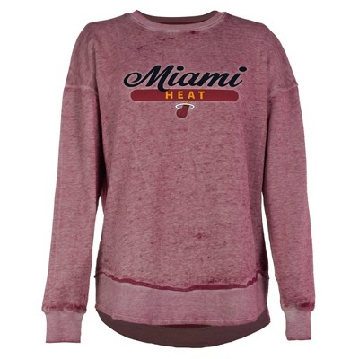 NBA Miami Heat Women's Burnout Crew Neck Fleece Sweatshirt