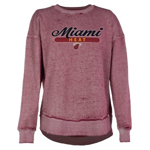 NBA Miami Heat Women's Burnout Crew Neck Fleece Sweatshirt - 1 of 4