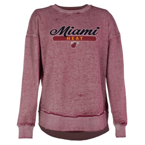 Nba Miami Heat Women s Burnout Crew Neck Fleece Sweatshirt Xl Target