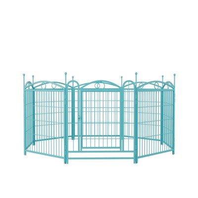 VisioGear Pet Doors, Gates and Pens, 8 Panels Pet Dog Fence with Doors, Foldable Pet Pen for Pet Exercise, Blue, 52"*52"*31"