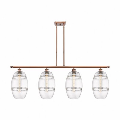 Vaz - 4 Light Stem Hung Island In Industrial Style-10.38 Inches Tall and 48 Inches Wide