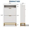 Narrow Shoe Cabinet Storage for Entryway, Modern Fluted Shoe Rack Organizer with 2 Flip Drawers and an Open Shelf - 3 of 4