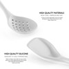 BRINJOY White Heat Resistant Silicone Cooking Kitchen Utensils with Wooden Handles, Spatula Set, BPA Free - 3 of 4