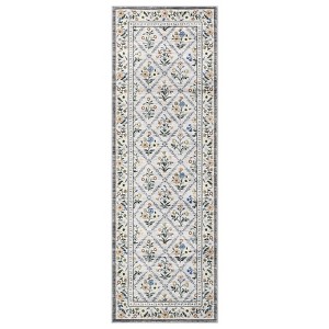 Washable Farmhouse Floral Print Living Room Rugs, Soft Non Slip Modern Bedroom Carpet, Ultra Thin Floor Rug for Home Office - 1 of 4