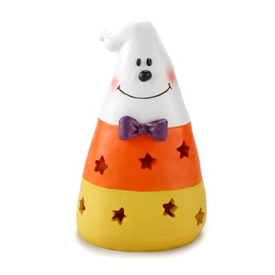 Lakeside Lighted Candy Corn- Ceramic Indoor Halloween Decoration for Shelves, Tabletops