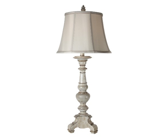 Jane Seymour Yorktown White Table Lamp with Ivory Fabric Shade (Lamp Only) - StyleCraft