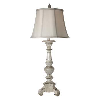 Jane Seymour Yorktown White Table Lamp with Ivory Fabric Shade - StyleCraft
