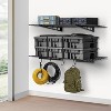 Acekool Garage Wall Shelving with Hooks, 3.87' x 2' Wall-Mounted Storage Shelves, Holds Up to 200 lbs Each, 2 Pack, Black - 2 of 4