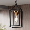 LNC Gordios 1-Light Black and Polished Gold Clear Glass Square LED Mini Hanging Kitchen Island Light: ETL Listed, Mid-Century Modern Style - 2 of 4