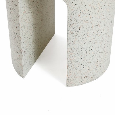 Ivory White Cement U-Shaped Outdoor Side Table