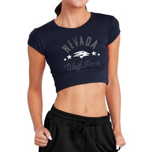 Women's University of Nevada Mascot Cap Sleeve Baby Rib Crop Top Navy - 1 of 4