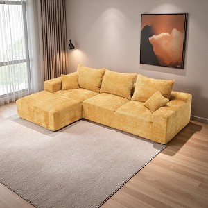 108" Chenille L-Shaped Sectional Sofa with Deep Seating & Removable Pillows - 1 of 4