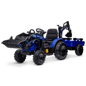 24V Kids Electric Car, 2 Seater Ride On Car for Kids, Excavator & Bulldozer, Electric Vehicle w/Trailer - 1 of 4