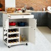Costway Rolling Kitchen Island Serving Cart Storage Cabinet w/ Wine Rack - 2 of 4