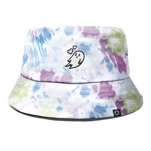 Dalix Heartly Ghost Tie Dye Bucket Hat Cotton Embroidery Casual Outdoor Style Womens - 1 of 4
