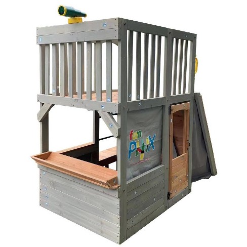 Funphix Lookout Post Outdoor Wooden Playhouse, Buildable Kids Backyard ...