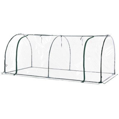 Outsunny Mini Greenhouse, Portable Tunnels, Roll-Up Zip Doors, UV Waterproof Plastic Cover, Steel Frame