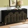 VYNXARIA Modern Black Fluted Sideboard Buffet with Adjustable Shelves and Gold Accents - 3 of 4