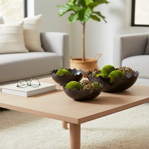 Stylish Chipped Decorative Bolws for Centerpiece Table Decoration - Home Decor Accent for Kitchen Counter and Coffee Table Decor - Set of 3, 6", Black - 1 of 4