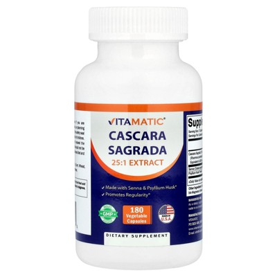 Vitamatic Cascara Sagrada , 180 Vegetable Capsules