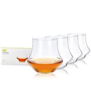 True Whiskey Glasses, Tumblers for Bourbon, Scotch, Curved Stylish Whisky Sipping Glass, 12 Ounces, set of 4 - 1 of 4