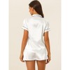cheibear Women's Silky Satin Button Down Shirt with Shorts Sleepwear Pajama Sets - 3 of 4