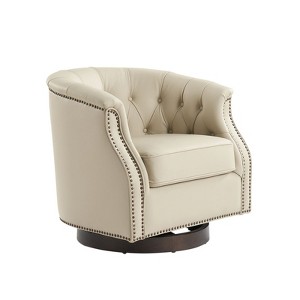 Perry Chesterfield rocker and swivel genuine leather chair | ARTFUL LIVING DESIGN-WHITE - 1 of 4