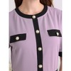INSPIRE CHIC Women's Pleated Dress Contrast Color Short Sleeve Casual Work A-Line Dresses - 4 of 4