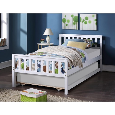 Twin Size Platform Bed With Trundle, White - Modernluxe : Target