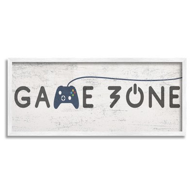 Stupell Industries Game Zone Video Gamer Phrase Rustic Blue Controller
