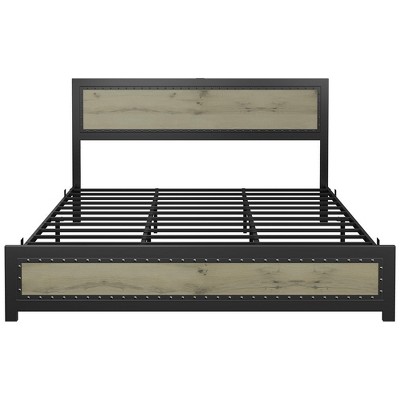 Metal Bed Frame with Charge Station