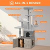 Cat Tree with Litter Box Enclosure - Hidden Cat Washroom, Indoor Kitten House with Scratching Posts, Multi Platform and Condo, Cat Tower, Hammock - 2 of 4