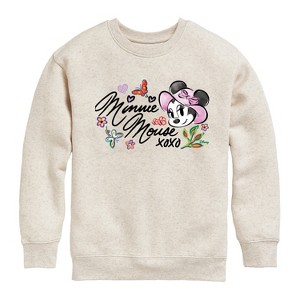Boys' - Disney - Minnie Mouse Xoxo Graphic Long Sleeve Fleece Sweatshirt - 1 of 4