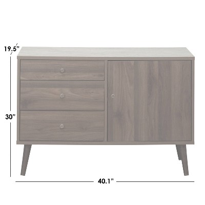 Mid-Century Modern White Buffet with Black Accents