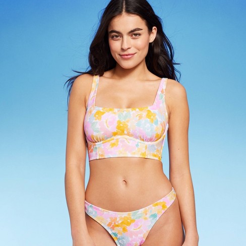 Floral Print Tankini Set Halter Top & Drawstring Side Swim Shorts