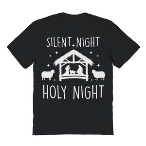 Rerun Island Men's Christmas Silentnight Holynight Short Sleeve Graphic Cotton T-Shirt - 1 of 1