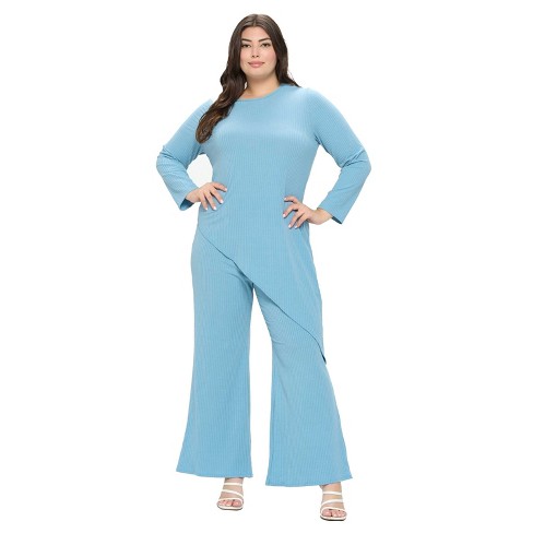 L I V D Women's Gianna Asymmetrical Rib Set, Denim, 2x : Target