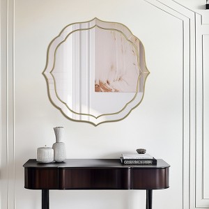 32'' Large Bathroom Mirror for Wall Art Venetian Mirror Gold Rim Beveled Frame - 1 of 4