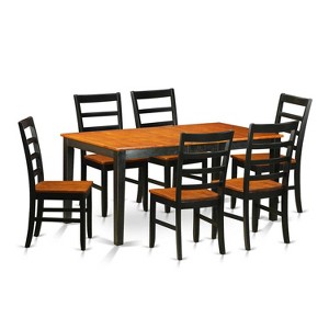 HomeStock 7-Piece Rectangle Black and Cherry Finish Solid Wood Top Dining Table with 6-Chairs - 1 of 4