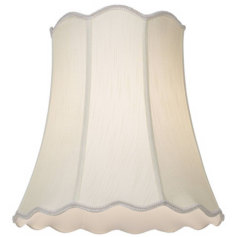 Imperial Shade Creme Large Scallop Bell Lamp Shade 12" Top x 18" Bottom x 18" Slant x 17.5 High (Spider) Replacement with Harp and Finial, 6 of 9