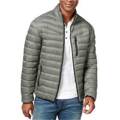 I.N.C International Concepts Mens Full Zip Quilted Jacket, Grey, X-Large