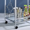 24/7 Shop At Home Buncrana Glass Top Serving Cart Chrome: Contemporary Quatrefoil, Tempered Shelves - 3 of 4