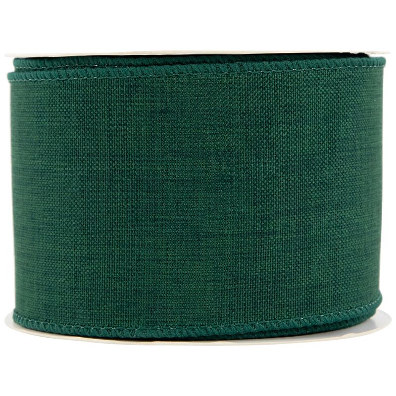 Northlight Solid Green Wired Edge Craft Christmas Ribbon 2.5 x 10 Yards, 4 of 7