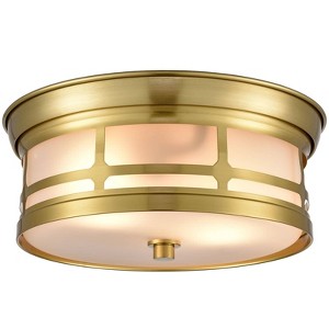 Claxy Modern 2-light Drum Gold Metal with Matt Glass Flush Mount Ceiling Light Fixture - 1 of 4