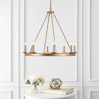 Contemporary Gold Painted Minimalist Metal Circle Chandelier