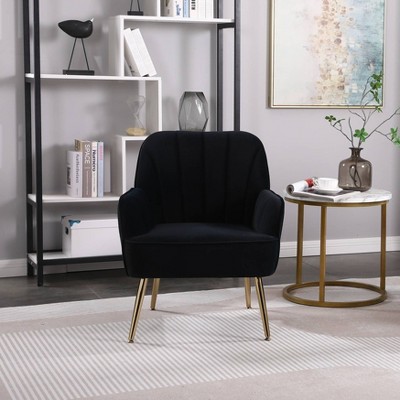 CAVINAS Accent Chair with Gold Legs and Adjustable Legs,Modern Arm Chair for Bedroom,Reading Room
