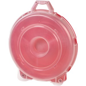 IRIS USA 24" Wreath Storage Container Box with Latches and Handle, Clear/Red - 1 of 4