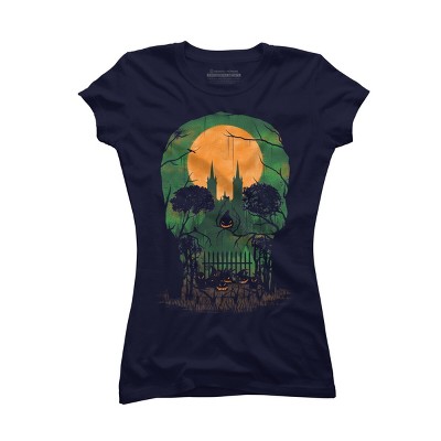 Junior's Design By Humans Skull Grave By designpro44 T-Shirt